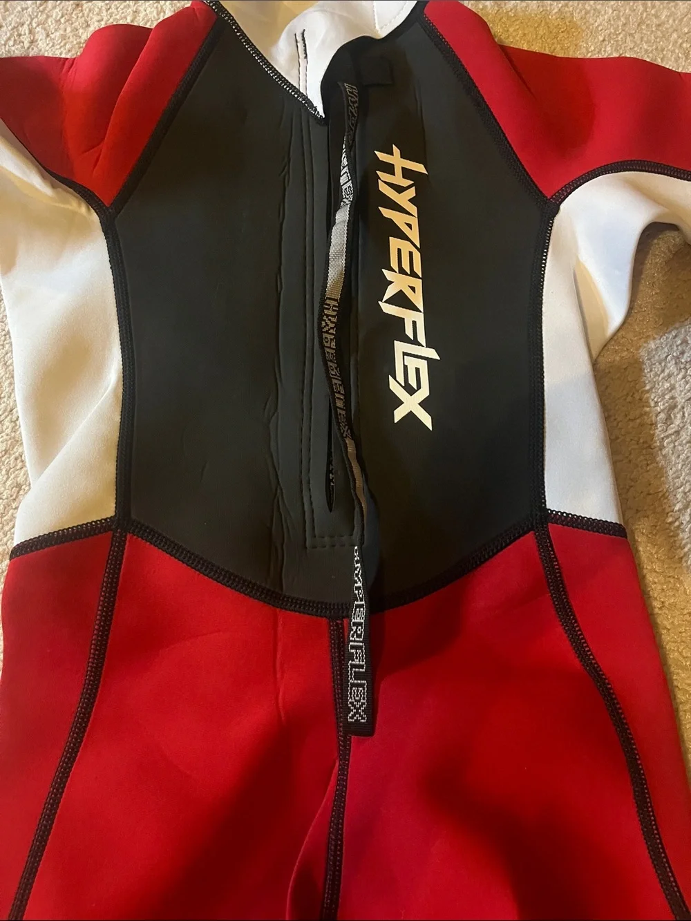 Hyperflex Kids Short Sleeve Rashguard Swimsuit - wetsuit, Red/Black/White unisex